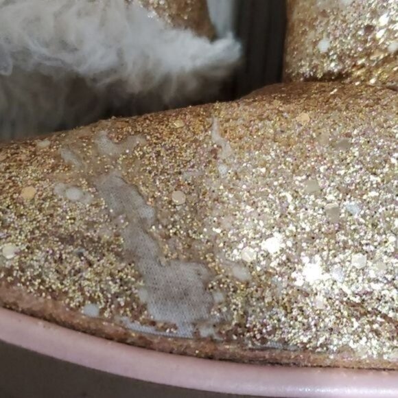 Juicy Couture Boots Bling Glitter Winter Snow Furry Gold Pink Big Girls SIZE 3 - Picture 9 of 16